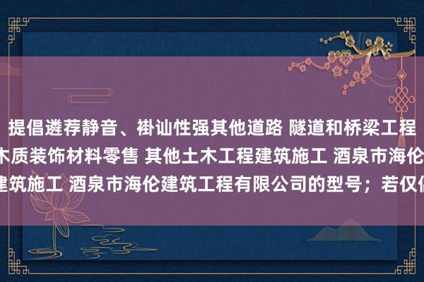 提倡遴荐静音、褂讪性强其他道路 隧道和桥梁工程建筑 管道和设备安装 木质装饰材料零售 其他土木工程建筑施工 酒泉市海伦建筑工程有限公司的型号；若仅偶尔使用